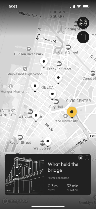 IMRSY app map route screen on iPhone